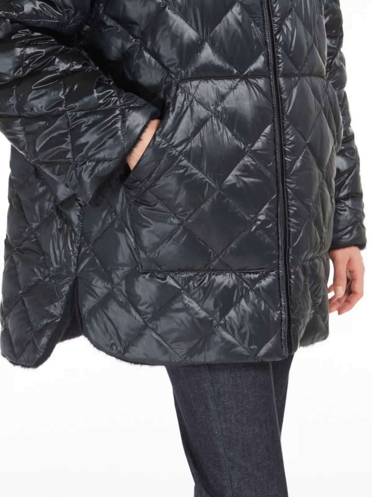 Abrigo reversible MAX MARA en alpaca y lana acolchada - Azul noche intenso, diseño doble cara para máximo confierno