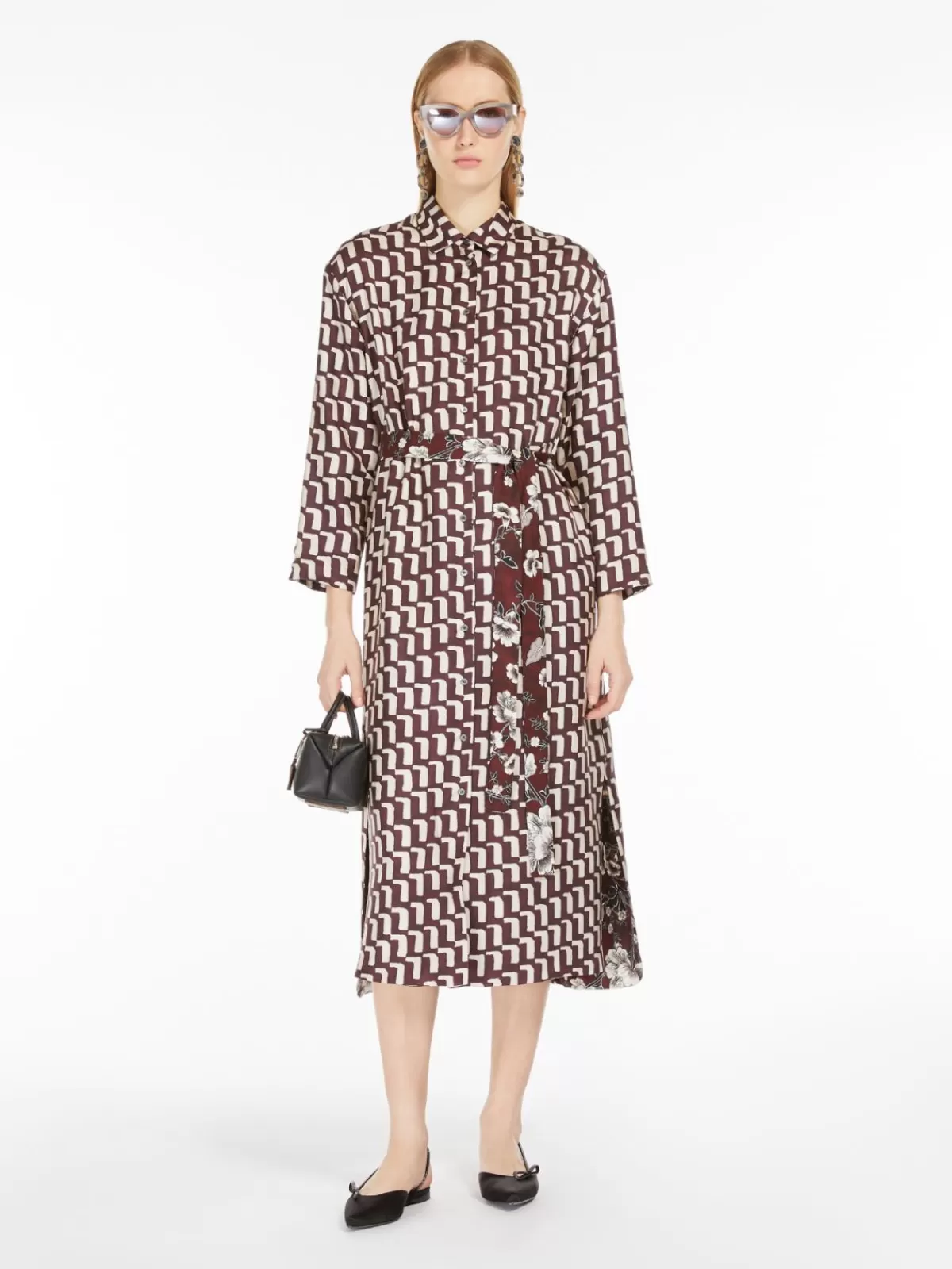 Exclusivo vestido camisero reversible de seda Burdeos - Max Mara para looks versátiles