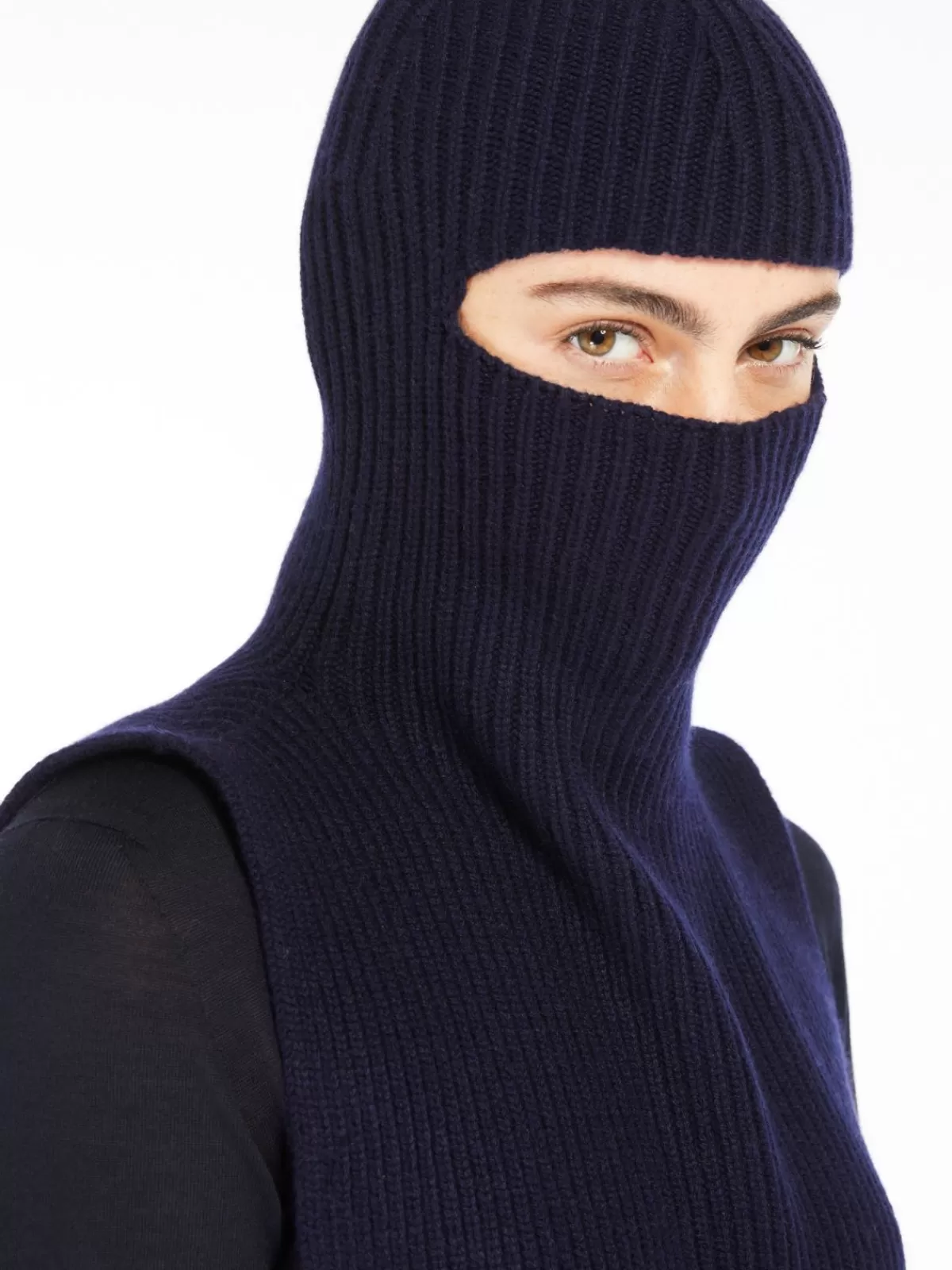Gorro de invierno en cachemira acanalada Max Mara Capes - Azul noche intenso