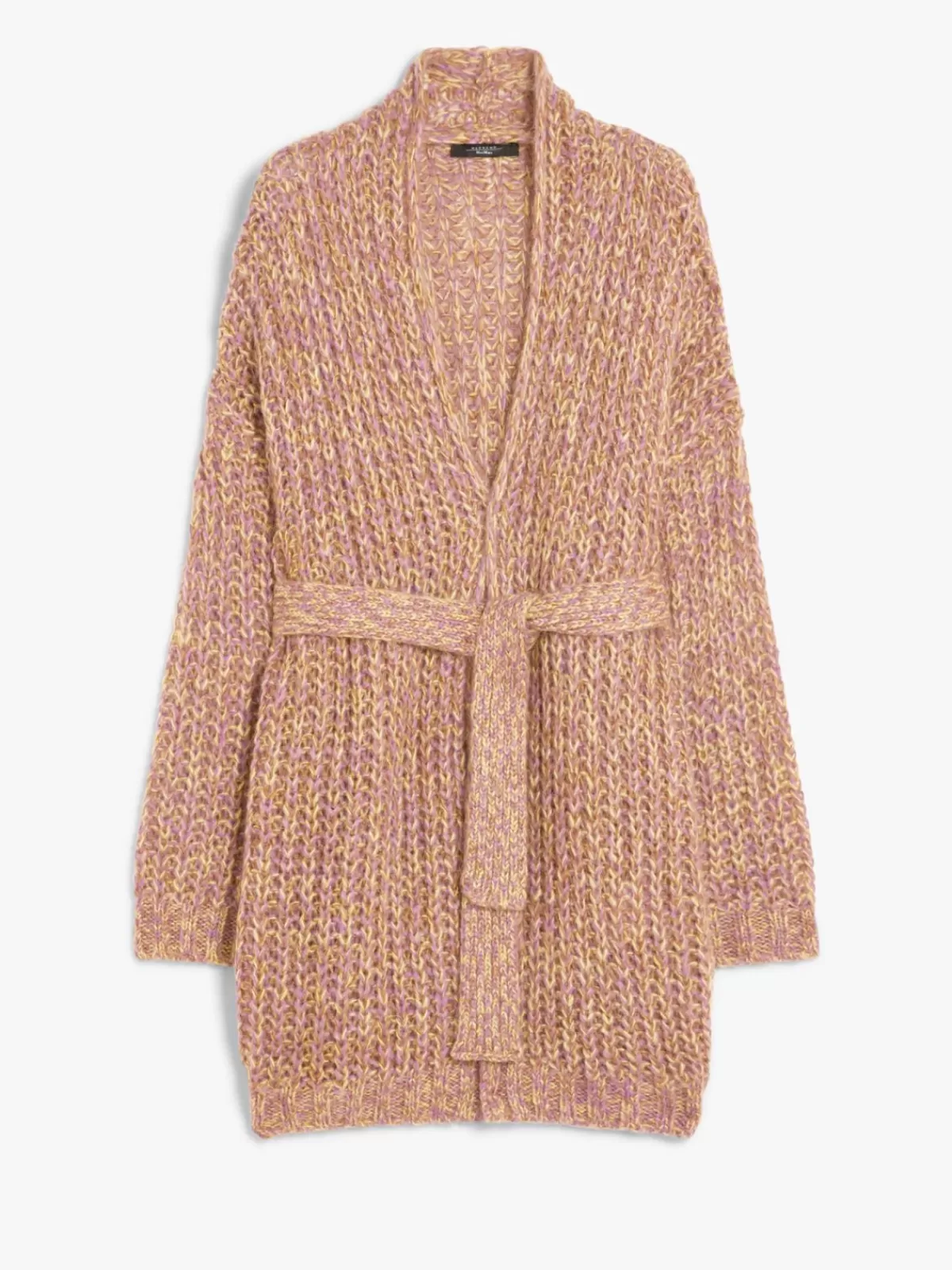 Chaqueta acanalada de mohair jaspeado en lila suave - Cárdigan Max Mara con detalles de punto costilla
