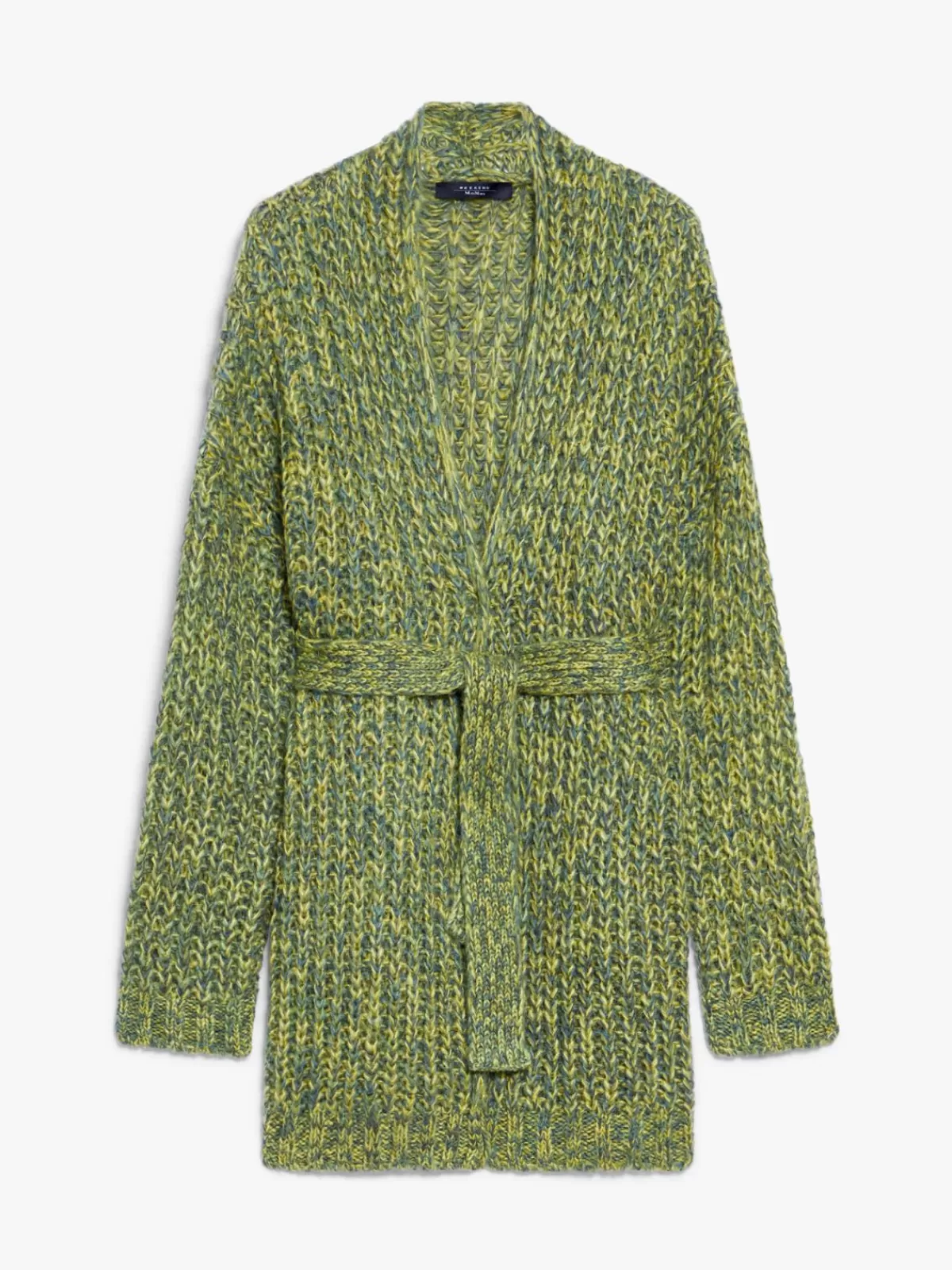 Cárdigan abierto de mohair con textura costilla en tono verde esmeralda - Diseño exclusivo Max Mara