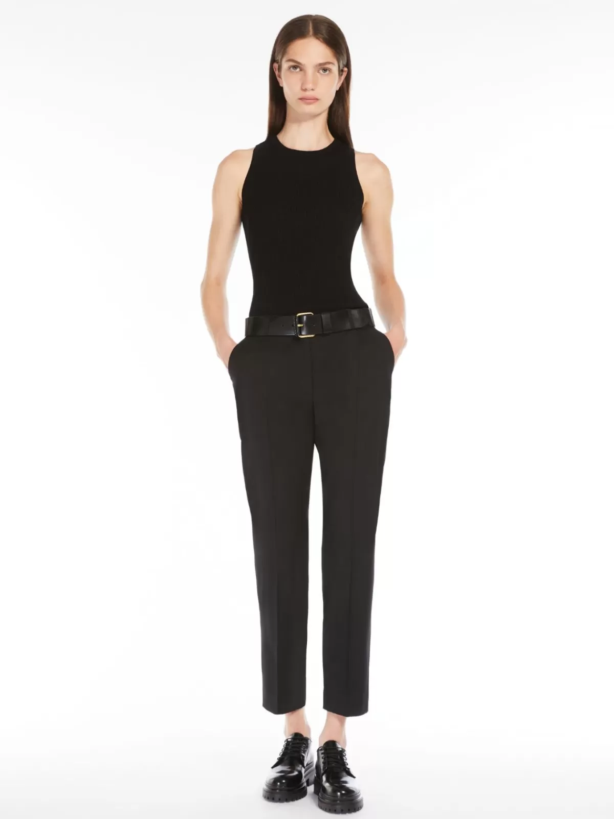 Jersey de punto acanalado en viscosa de Max Mara - Negro elegante para un look clásico