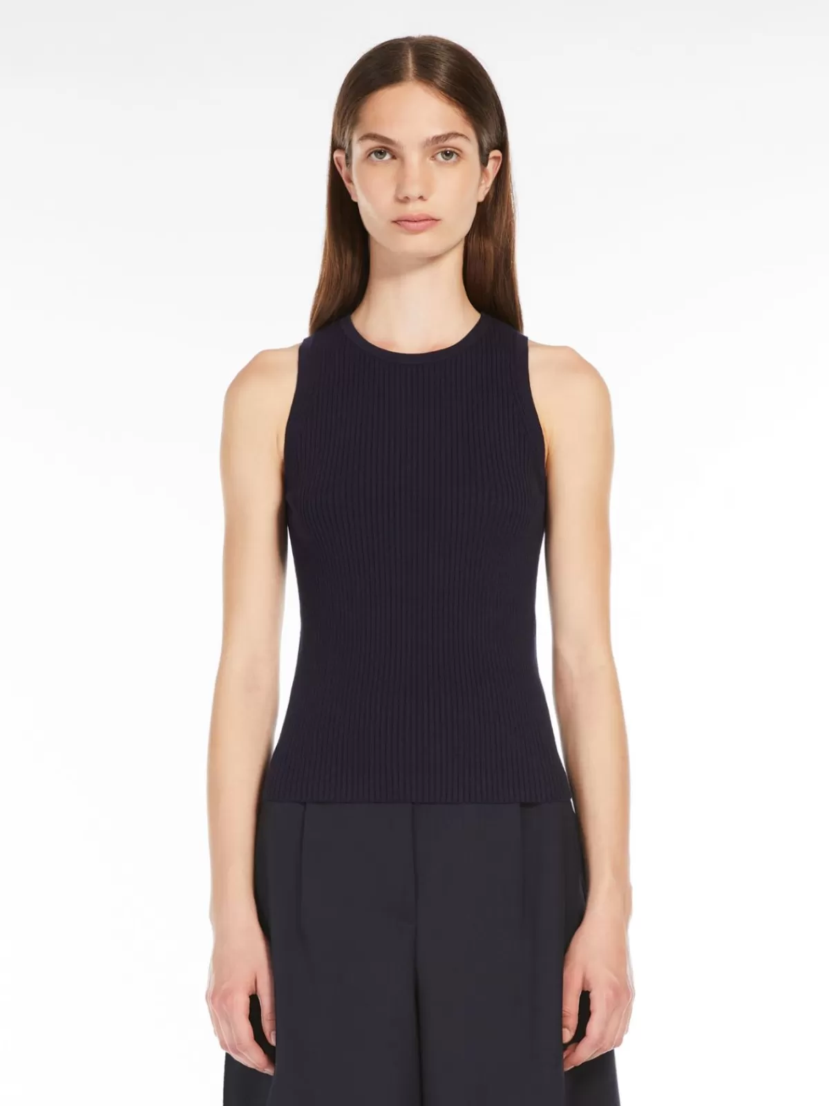 Súéter acanalado en viscosa Max Mara - Azul Marino, diseño casual