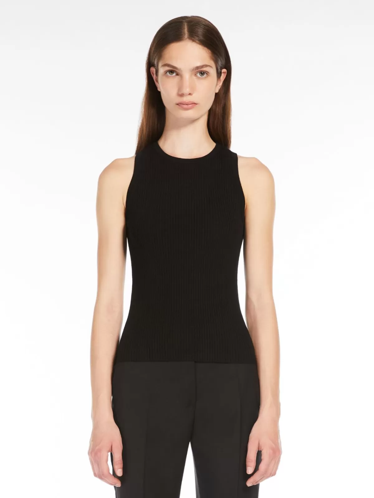 Jersey de punto acanalado en viscosa de Max Mara - Negro elegante para un look clásico