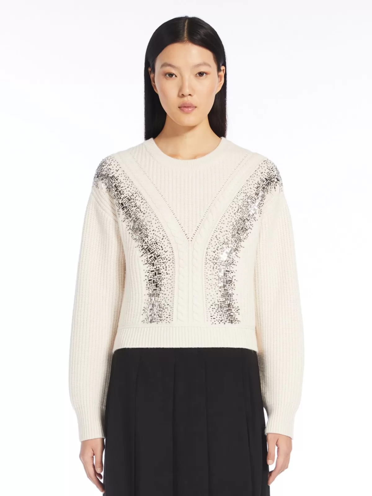 Jersey de lana acanalada Max Mara - Diseño clásico en blanco puro para mujer