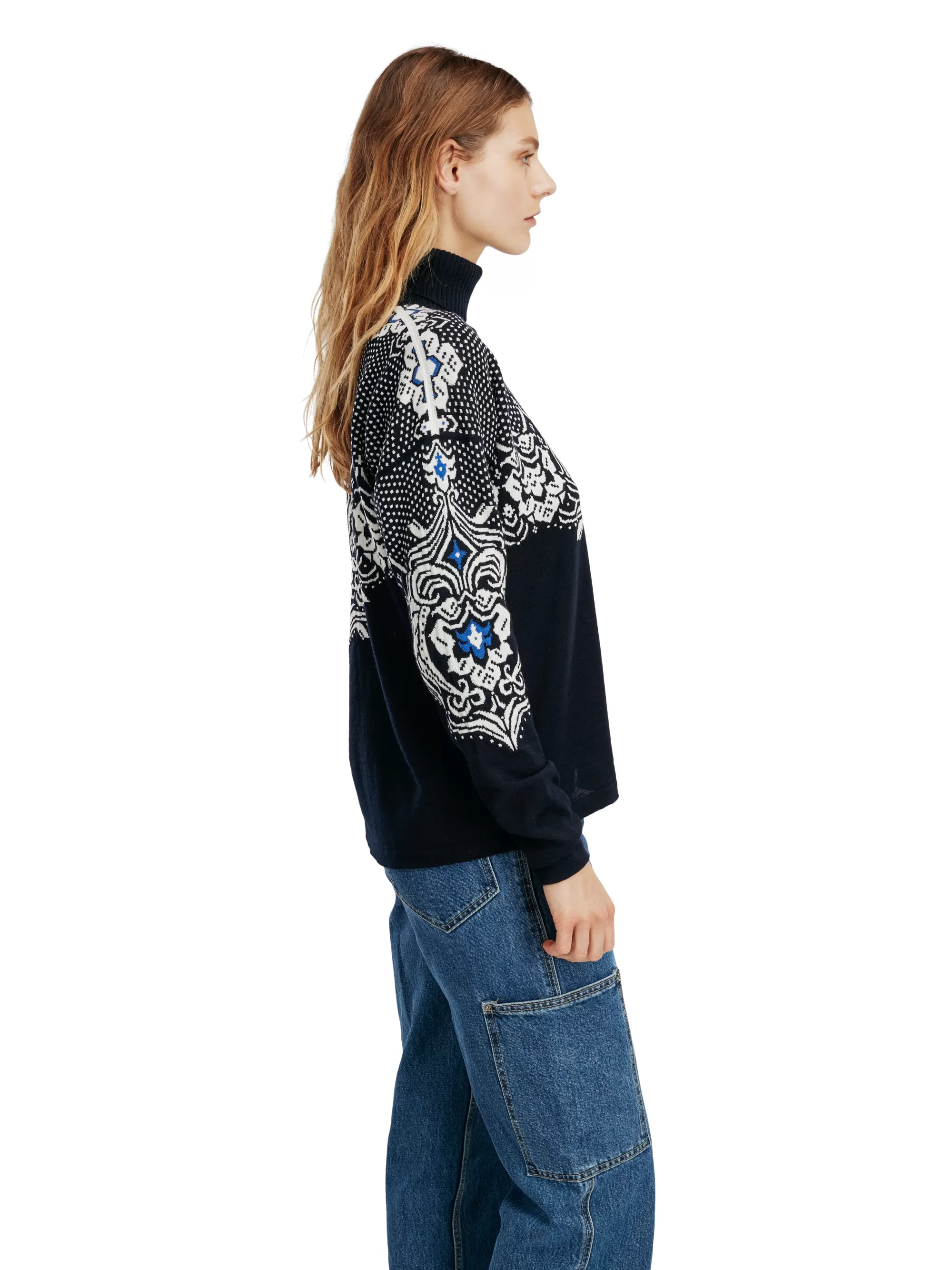 Suéter femenino Rosendal para invierno - Diseño noruego clásico en lana premium (Colección Dale of Norway)