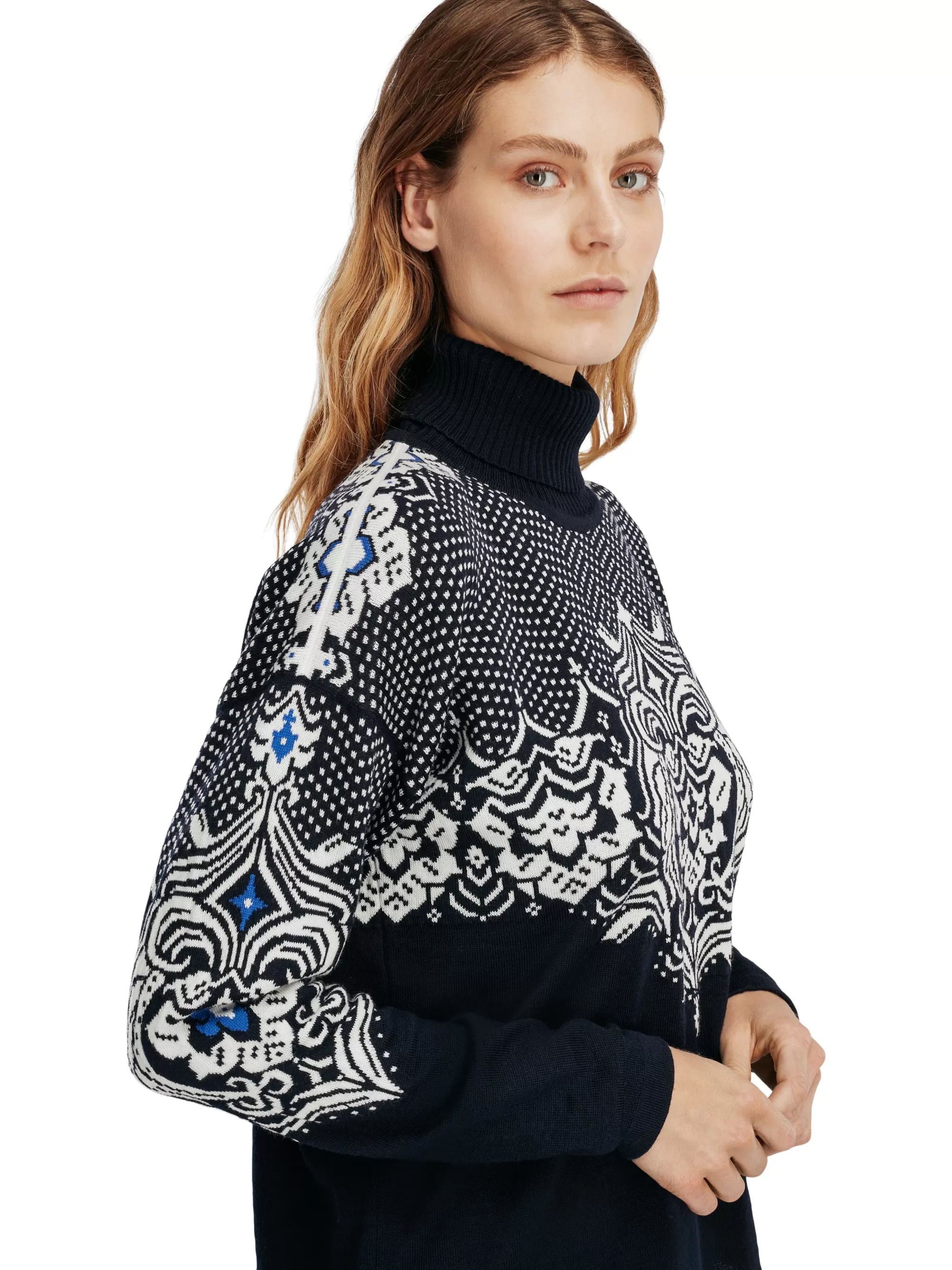 Suéter femenino Rosendal para invierno - Diseño noruego clásico en lana premium (Colección Dale of Norway)