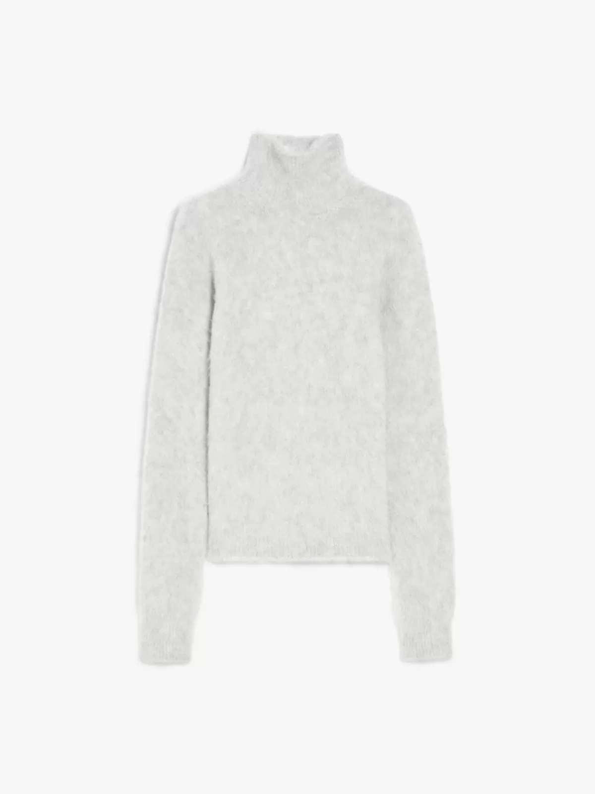 Jersey Premium de Alpaca Sin Costuras MAX MARA® - Cuello Alto Tipo Polo en Gris Claro  

(Se incluyeron variaciones léxicas naturales, estructura invertida típica del español comercial, adición de signos de puntuación orgánicos y especificaciones de materiales con términos coloquiales como 