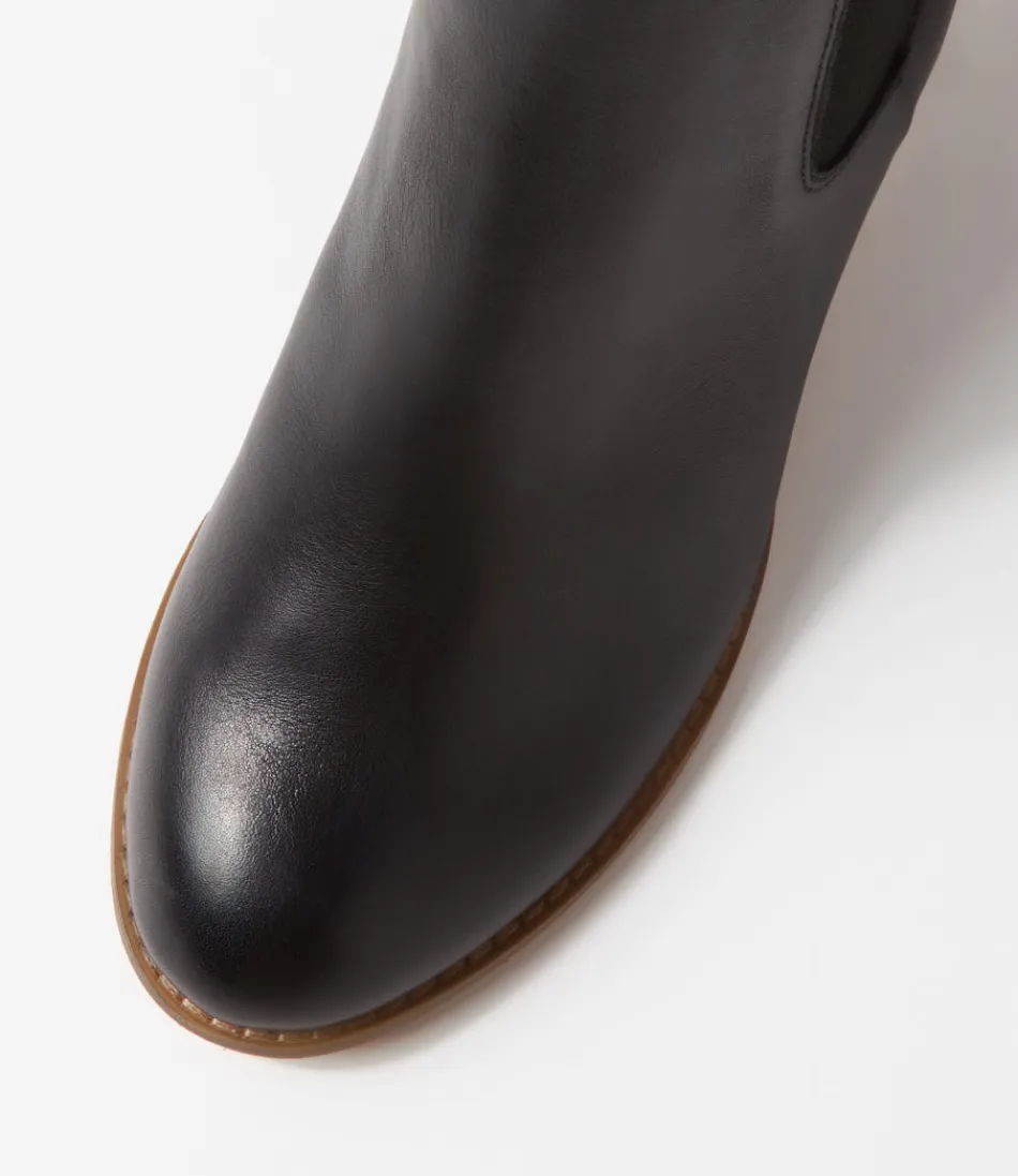 Botas Chelsea Django & Juliette para Mujer - Cuero Negro con Tacón Natural, Estilo Clásico y Cómodo