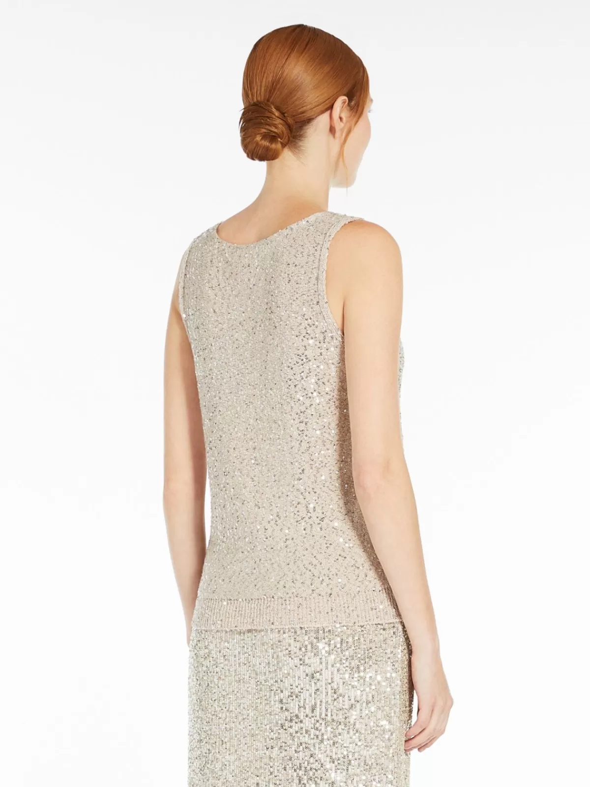Top de punto con destellos plateados en hilo brillante - Diseño exclusivo Max Mara