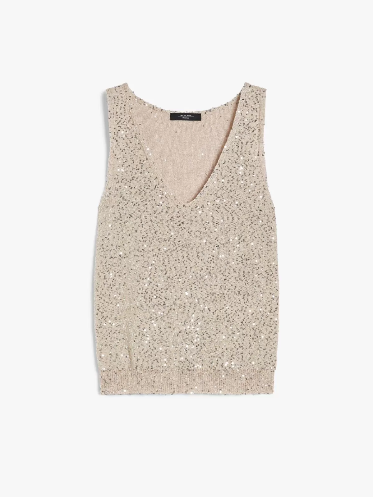 Top de punto con destellos plateados en hilo brillante - Diseño exclusivo Max Mara