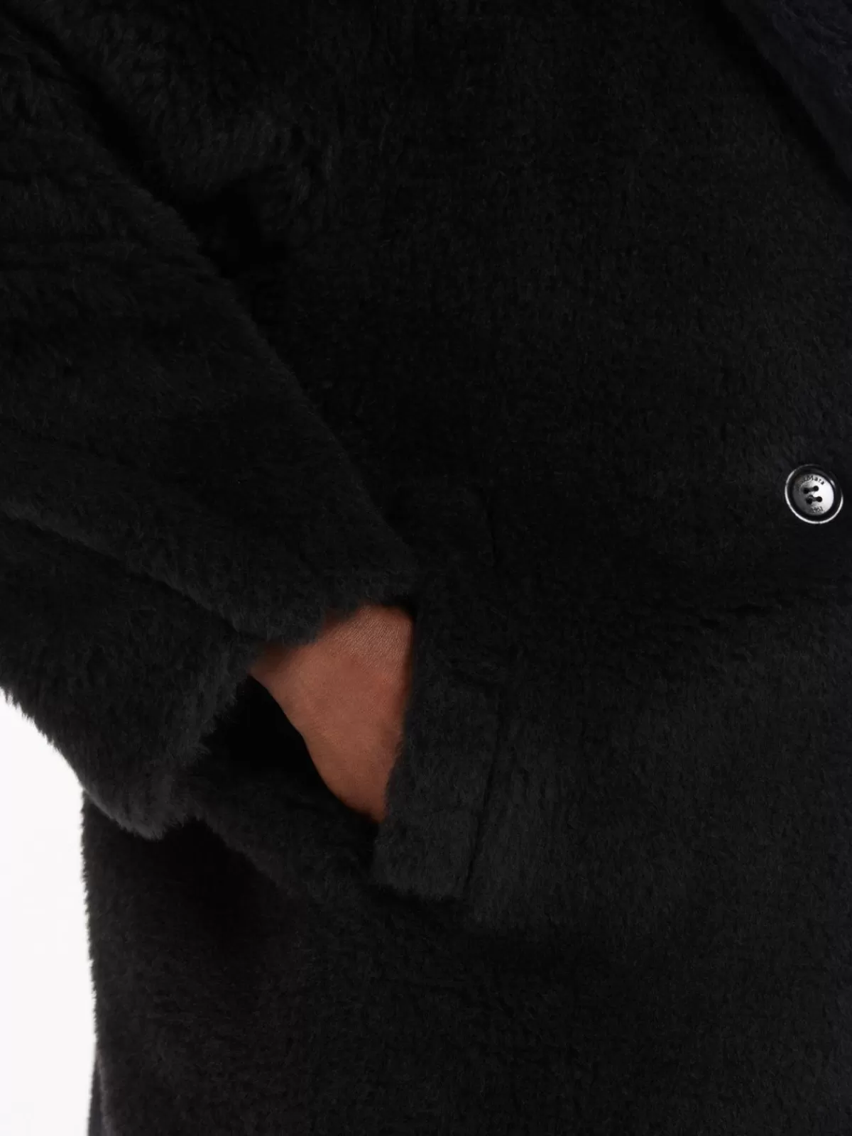 Abrigo Corto Emblema Teddy de Max Mara - Fusión cálida en alpaca y lana, tonalidad ébano intenso