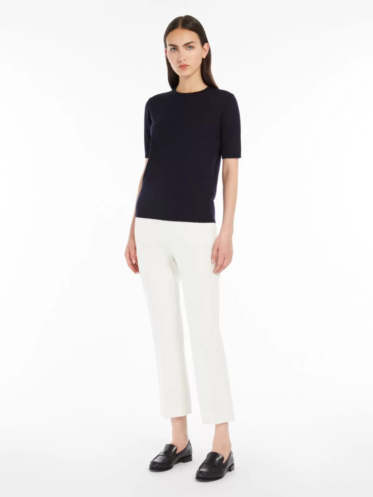 Jersey premium de seda y cachemira Max Mara - Azul marino intenso para looks elegantes