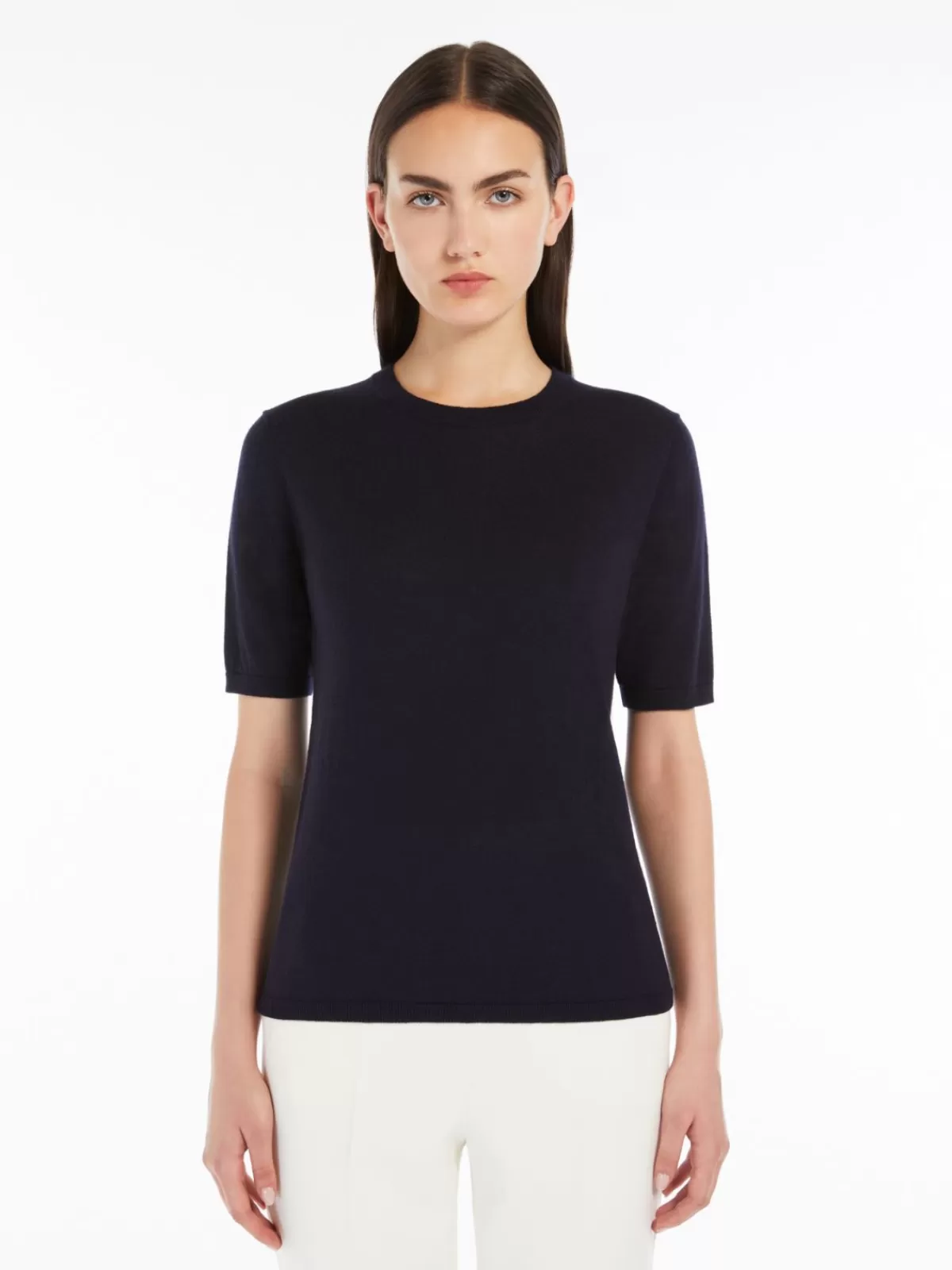 Jersey premium de seda y cachemira Max Mara - Azul marino intenso para looks elegantes