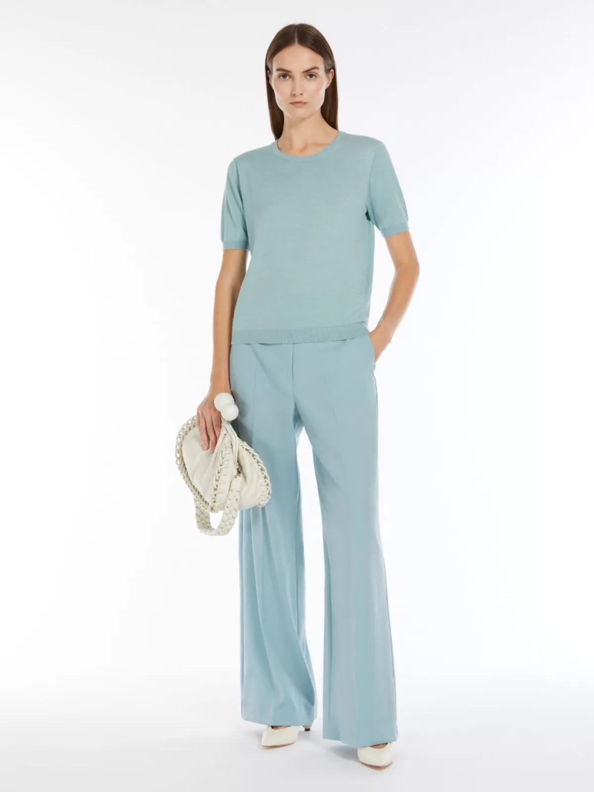 Camiseta suave de seda y algodón Max Mara | Verde pastel | Prendas de punto primavera-verano
