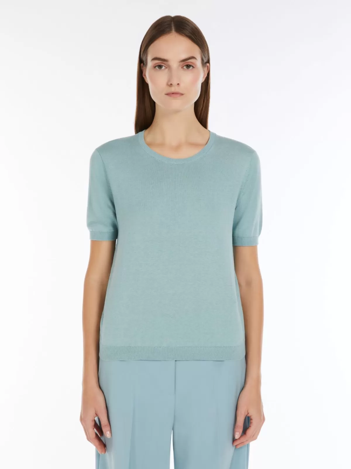 Camiseta suave de seda y algodón Max Mara | Verde pastel | Prendas de punto primavera-verano