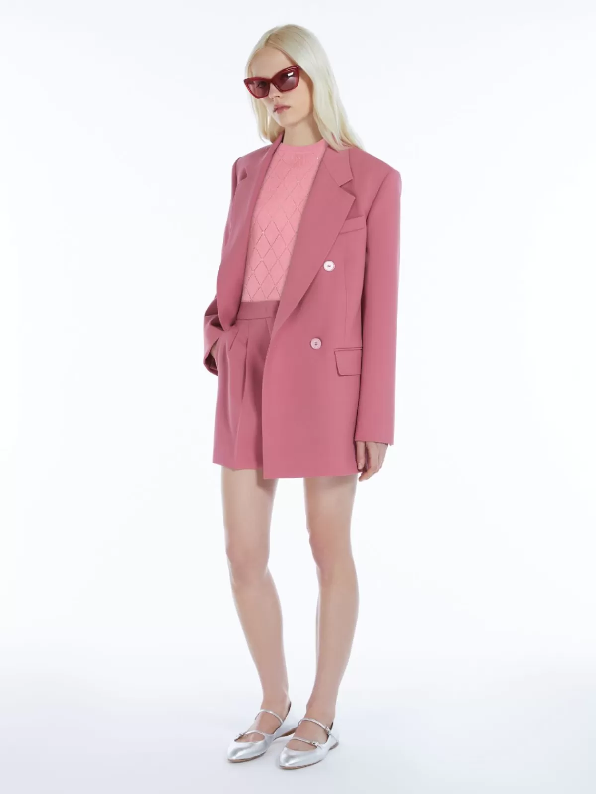 Suéter de punto Max Mara - Diseño argyle en mezcla suave de seda y lana, tono peonía