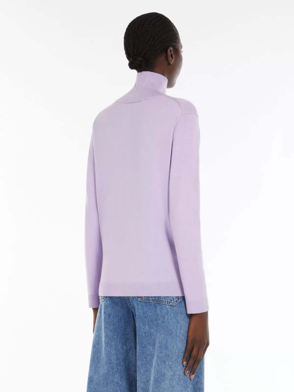Jersey de cuello alto Max Mara - Mezcla suave de seda y lana en tono lila invernal