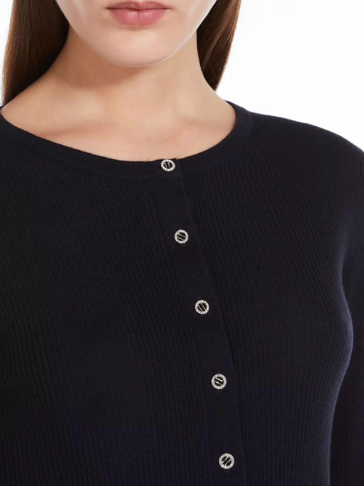 Chaqueta abrigo Max Mara en seda y lana - Diseño acanalado azul marino para looks sofisticados