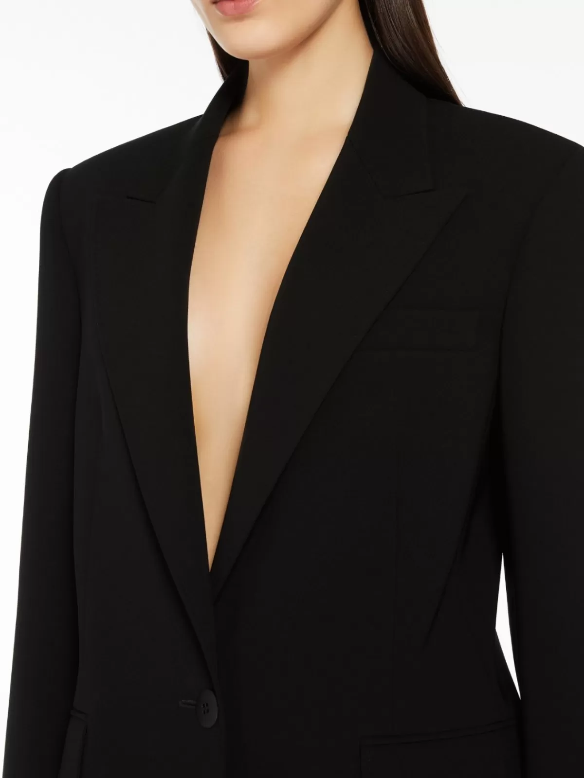 Elegante saco Max Mara de corte sencillo en tejido cady - Negro clásico | Abrigos y sacos de calidad premium