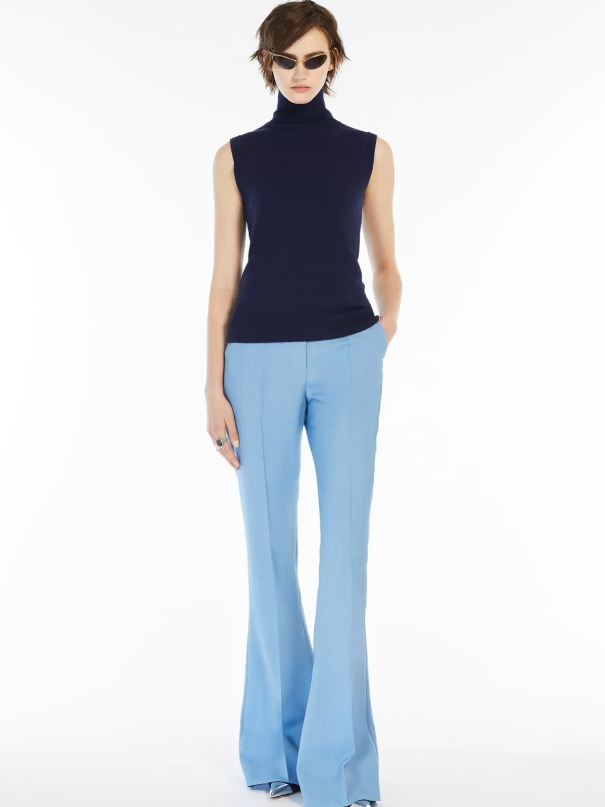 Jersey sin mangas de cuello alto estilo polo en tinta - Max Mara - Tejido premium para un look elegante