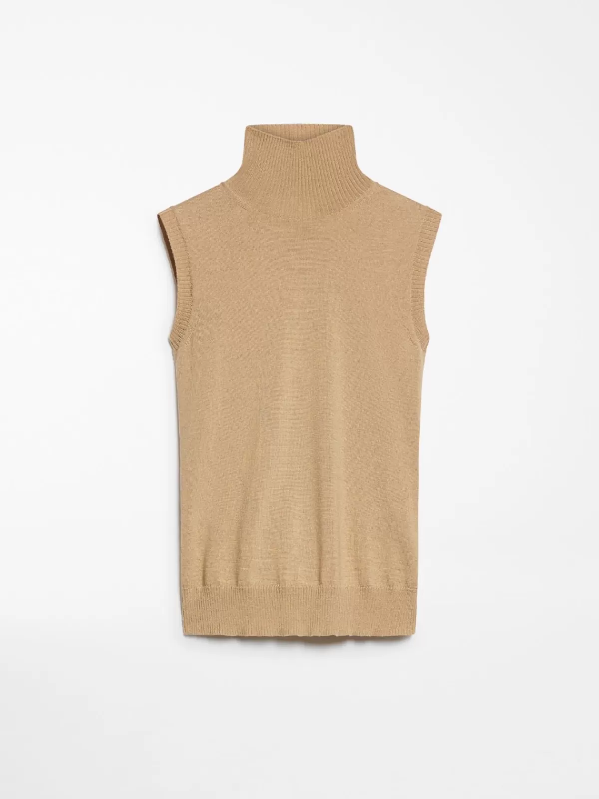 Jersey sin mangas Max Mara con cuello cisne - Tono camel natural