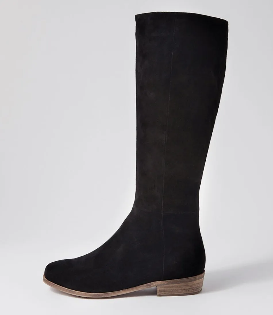 Botas Altas DJANGO & JULIETTE para Mujer - Strath en Piel de Ante Negro, Diseño Elegante y Cómodo para Looks Sofisticados