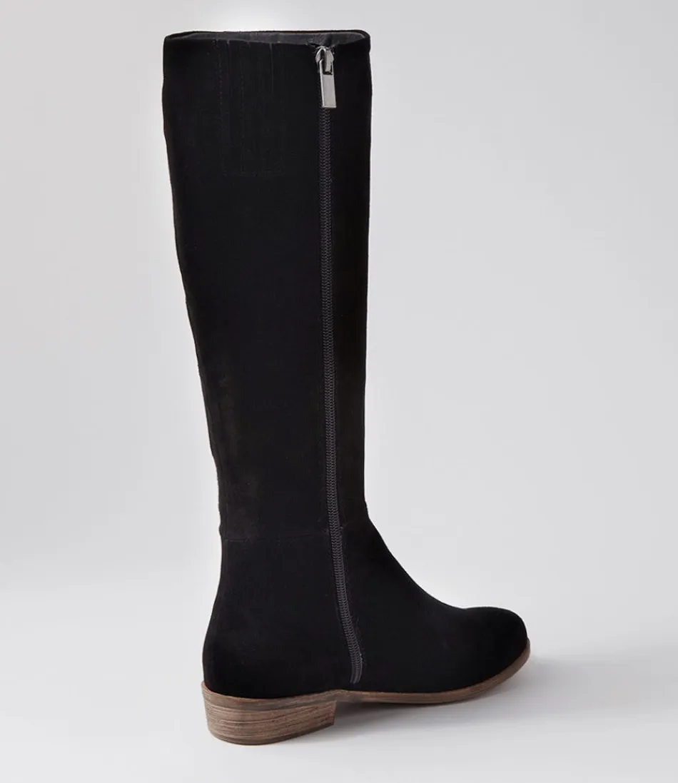 Botas Altas DJANGO & JULIETTE para Mujer - Strath en Piel de Ante Negro, Diseño Elegante y Cómodo para Looks Sofisticados