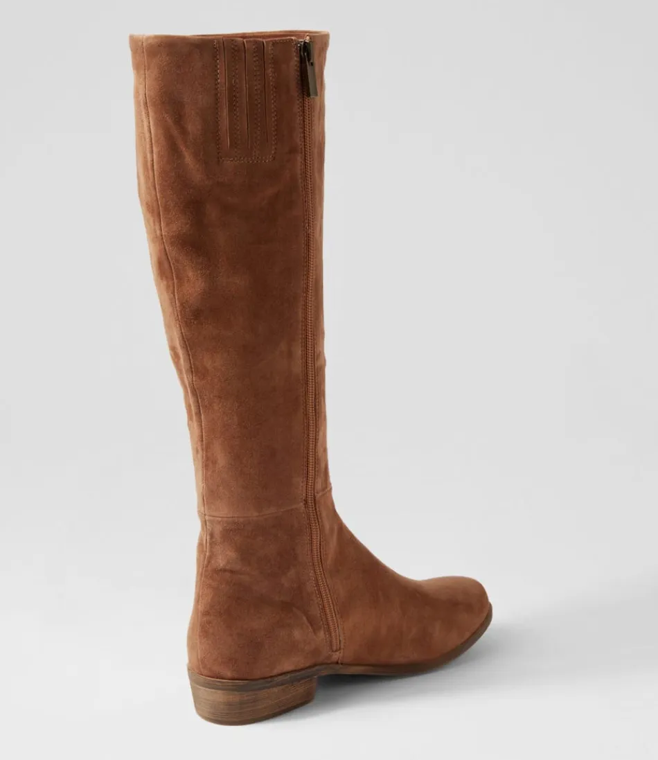 Botas Altas DJANGO y JULIETTE para Mujer - Gamuza Chocolate Claro, Modelo Strath con Diseño Elegante