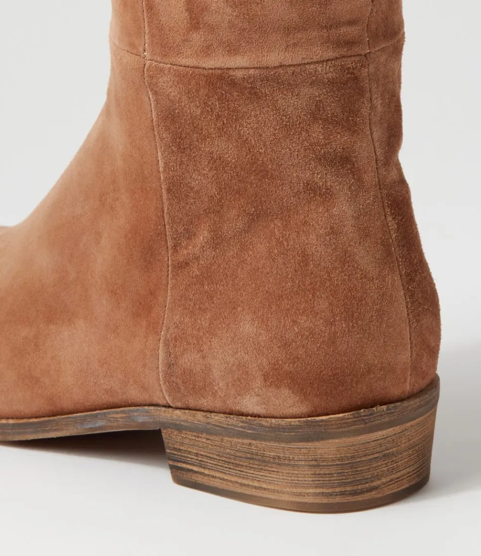 Botas Altas DJANGO y JULIETTE para Mujer - Gamuza Chocolate Claro, Modelo Strath con Diseño Elegante