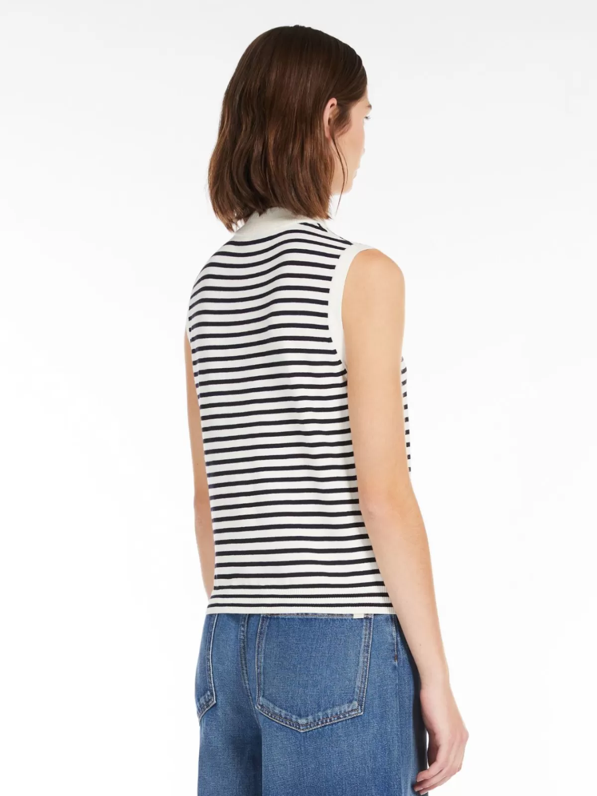 Prenda de punto Max Mara - Top en viscosa elástica suave azul marino, diseño cómodo con ajuste perfecto