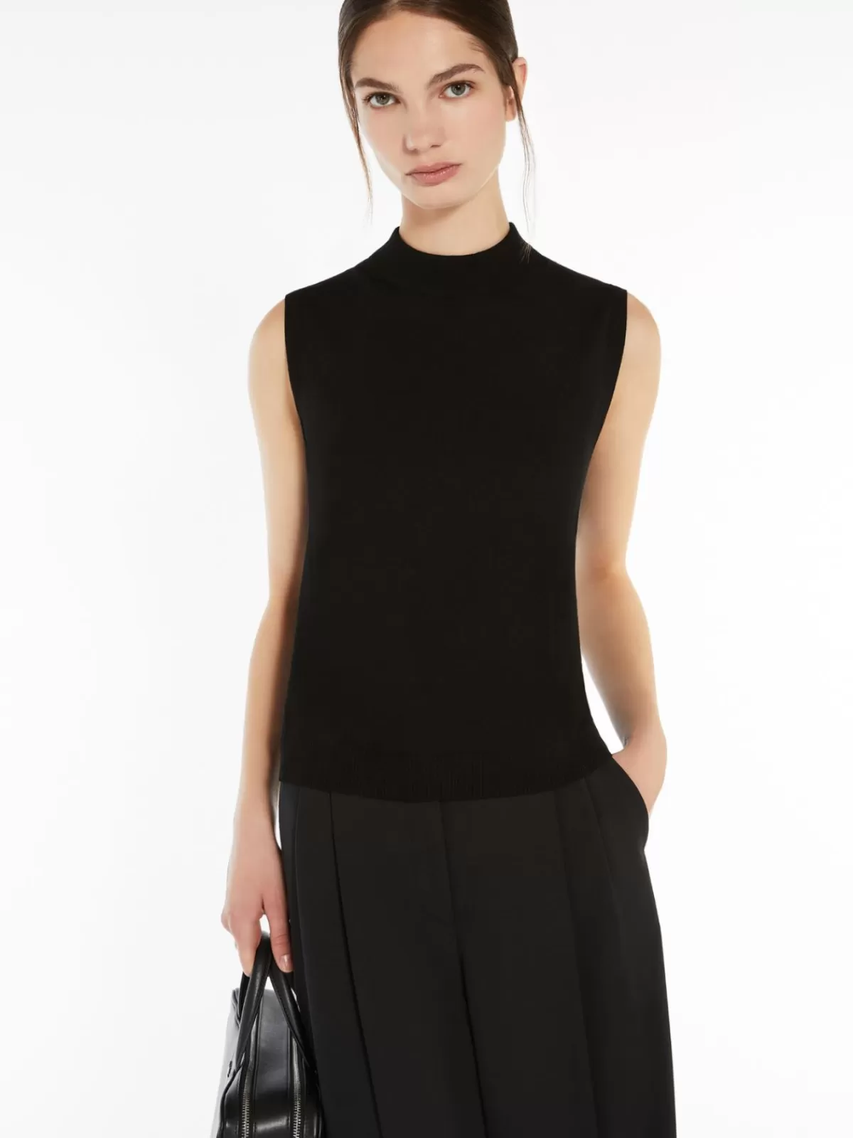 Jersey premium de Max Mara - Top ajustable en fibra de viscosa elástica color negro
