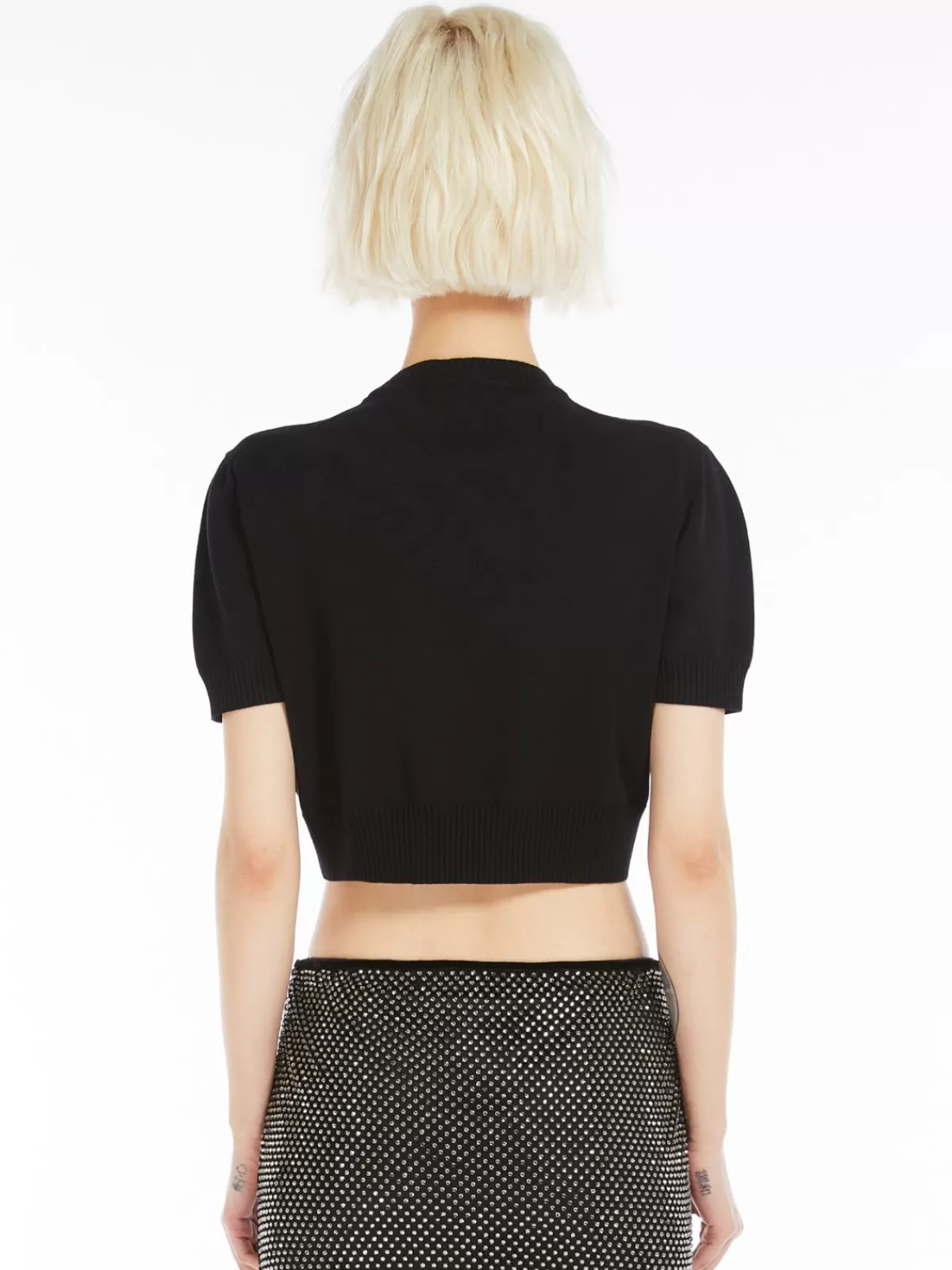 Max Mara - Camiseta Elástica de Viscosa para Mujer, Tono Negro Clásico - Prenda de Punto Suave y Cómoda