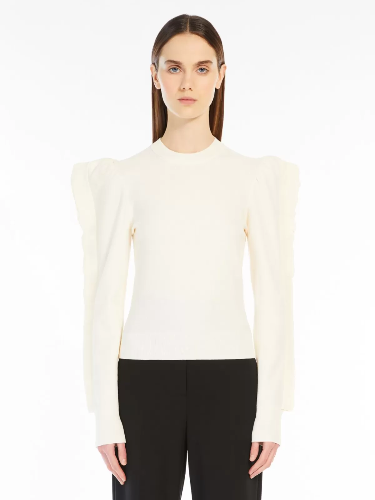 Suéter acogedor MAX MARA en viscosa elástica - Tono vainilla suave para estilo casual elegante