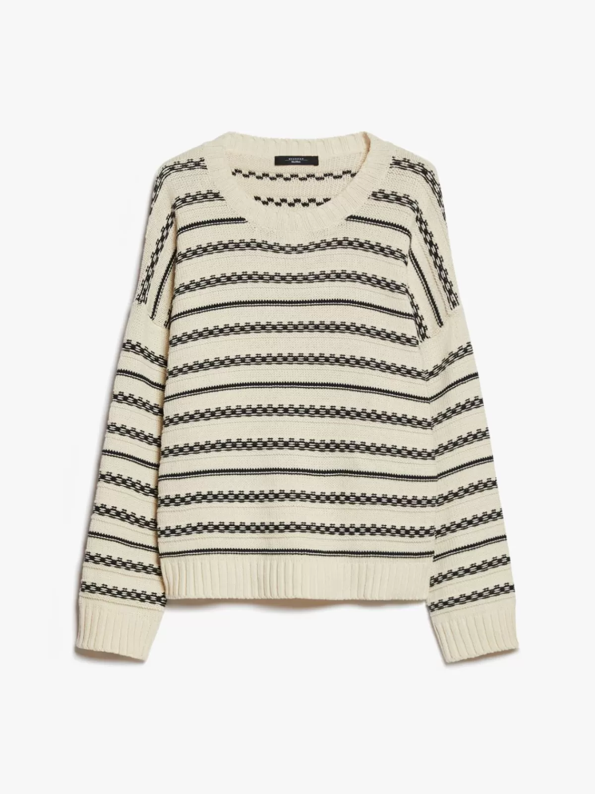 Suéter clásico de rayas Max Mara en hilo de algodón suave - Azul Marino