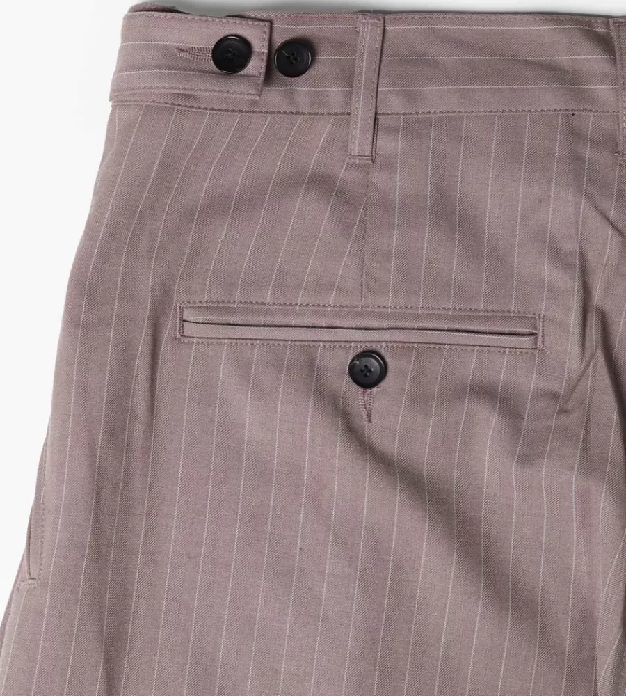 Pantalones Holgados STUSSY Rayados con Pliegues Detallados en Tono Marrón Claro