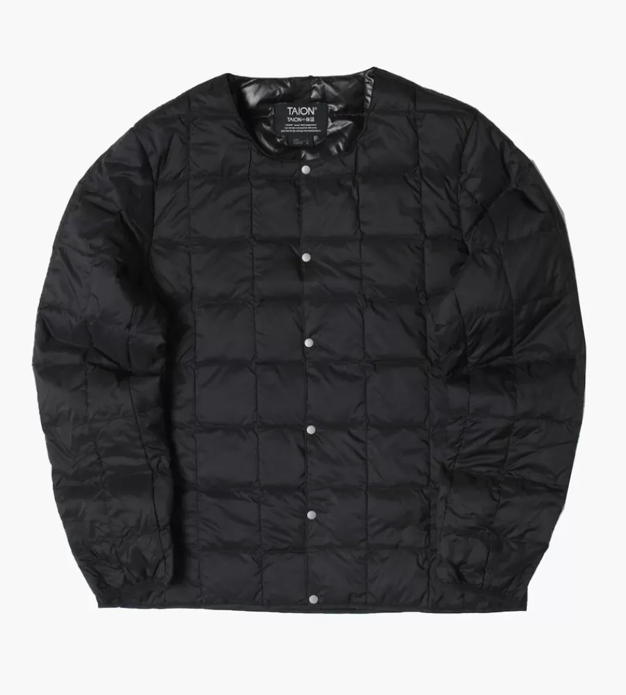 Jassen TAION - Chaqueta Casual de Cuello Redondo con Botones en Negro Clásico