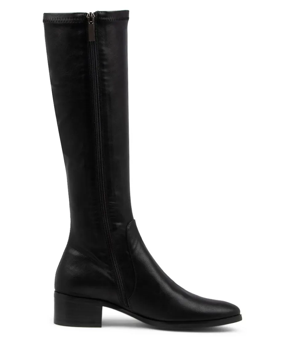 Botas Altas de Cuña Timothie para Mujer - Negro Ébano con Detalles Retro | Django & Juliette - Estilo Vintage y Cómodo