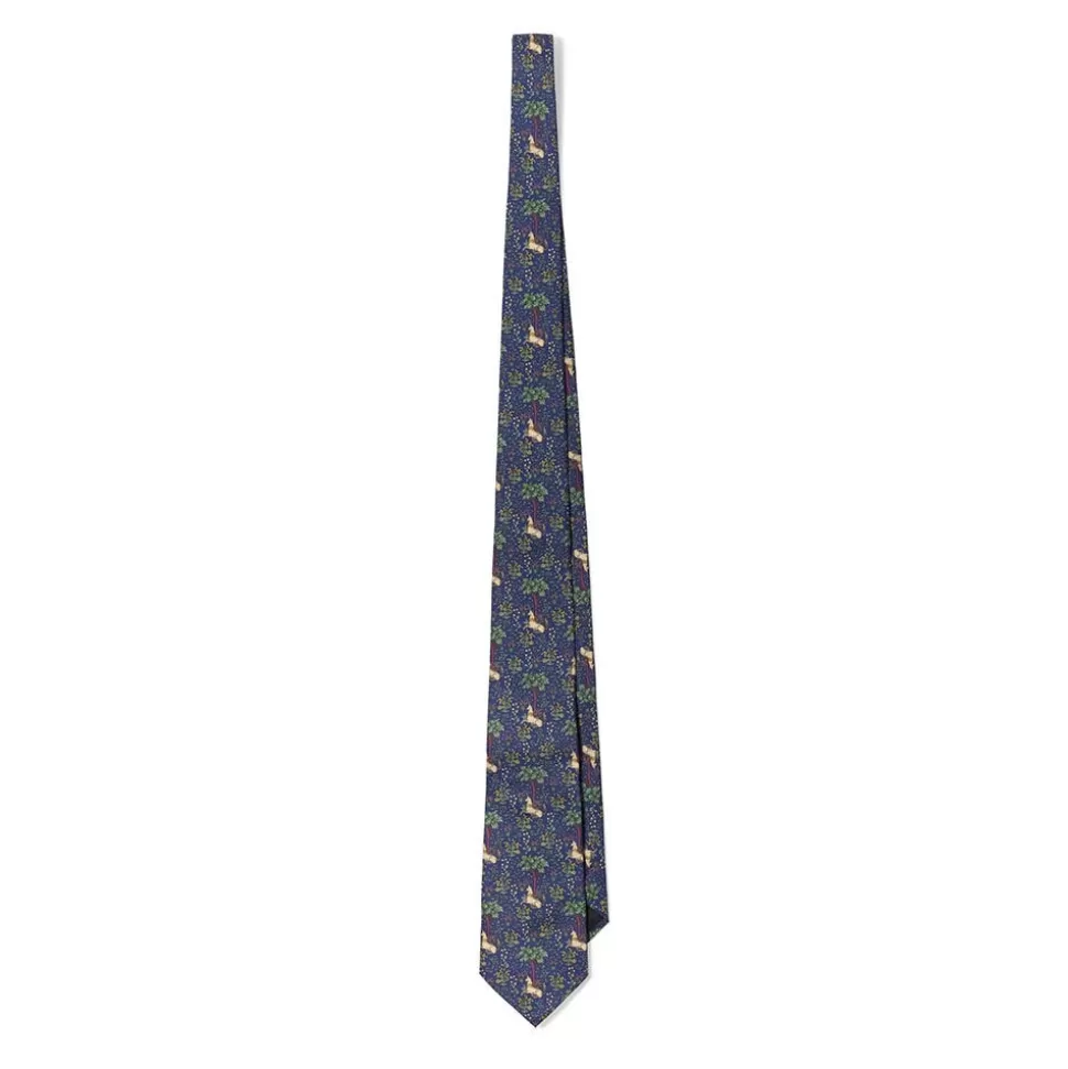Corbata de seda con unicornio en jardín florido - Diseño exclusivo de The Met para complementos elegantes