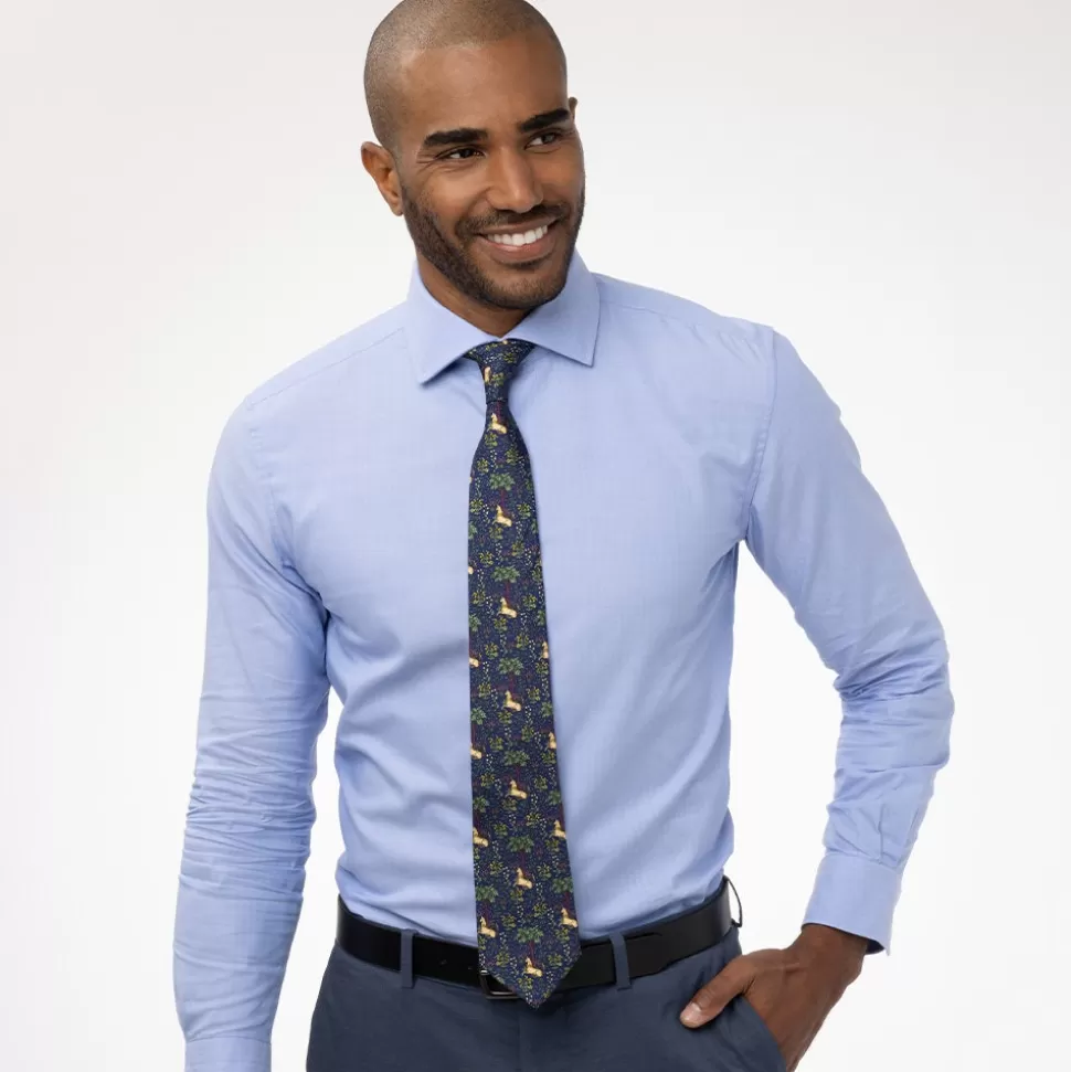 Corbata de seda con unicornio en jardín florido - Diseño exclusivo de The Met para complementos elegantes