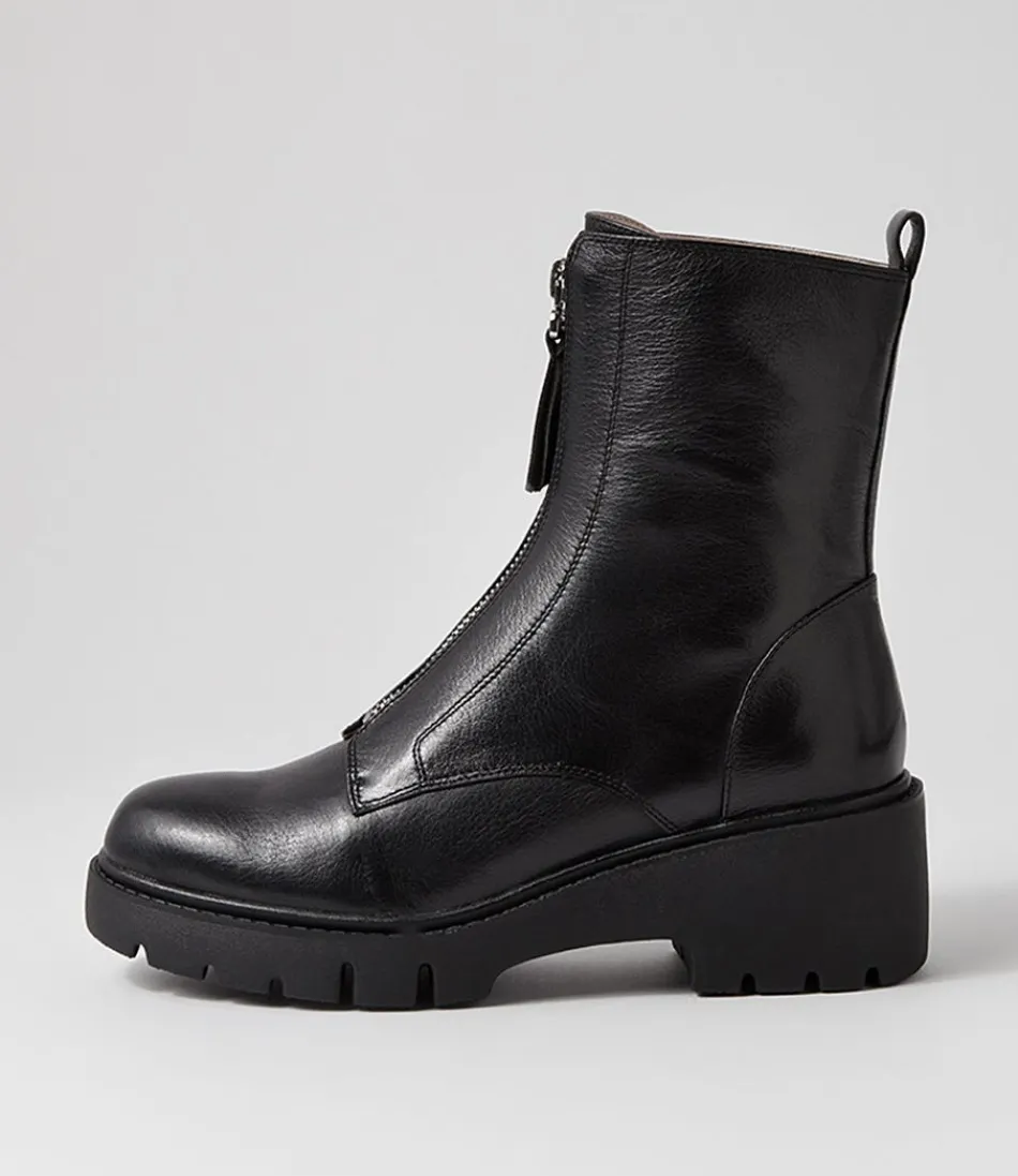 Botines Tobilleros Uruba en Cuero Negro - DJANGO y JULIETTE para Mujer | Elegantes botas cortas de piel con diseño urbano