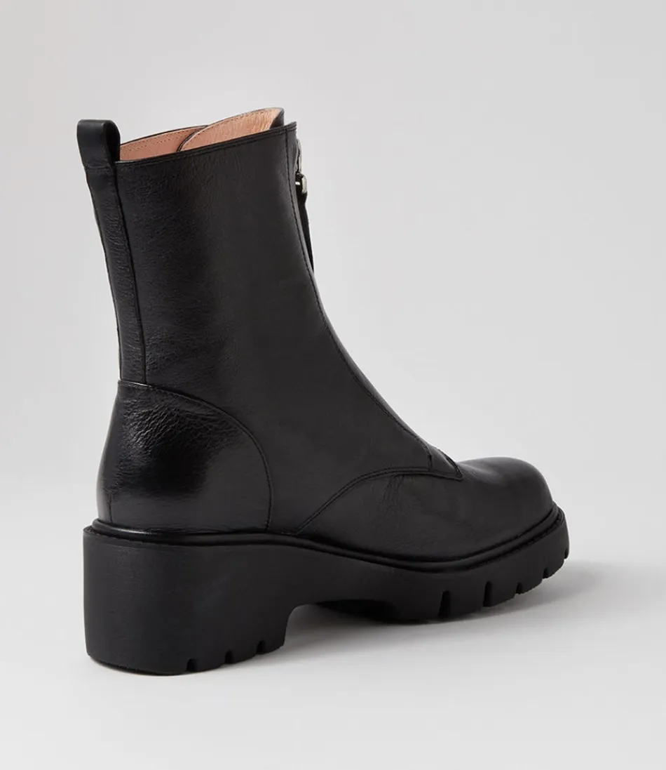 Botines Tobilleros Uruba en Cuero Negro - DJANGO y JULIETTE para Mujer | Elegantes botas cortas de piel con diseño urbano