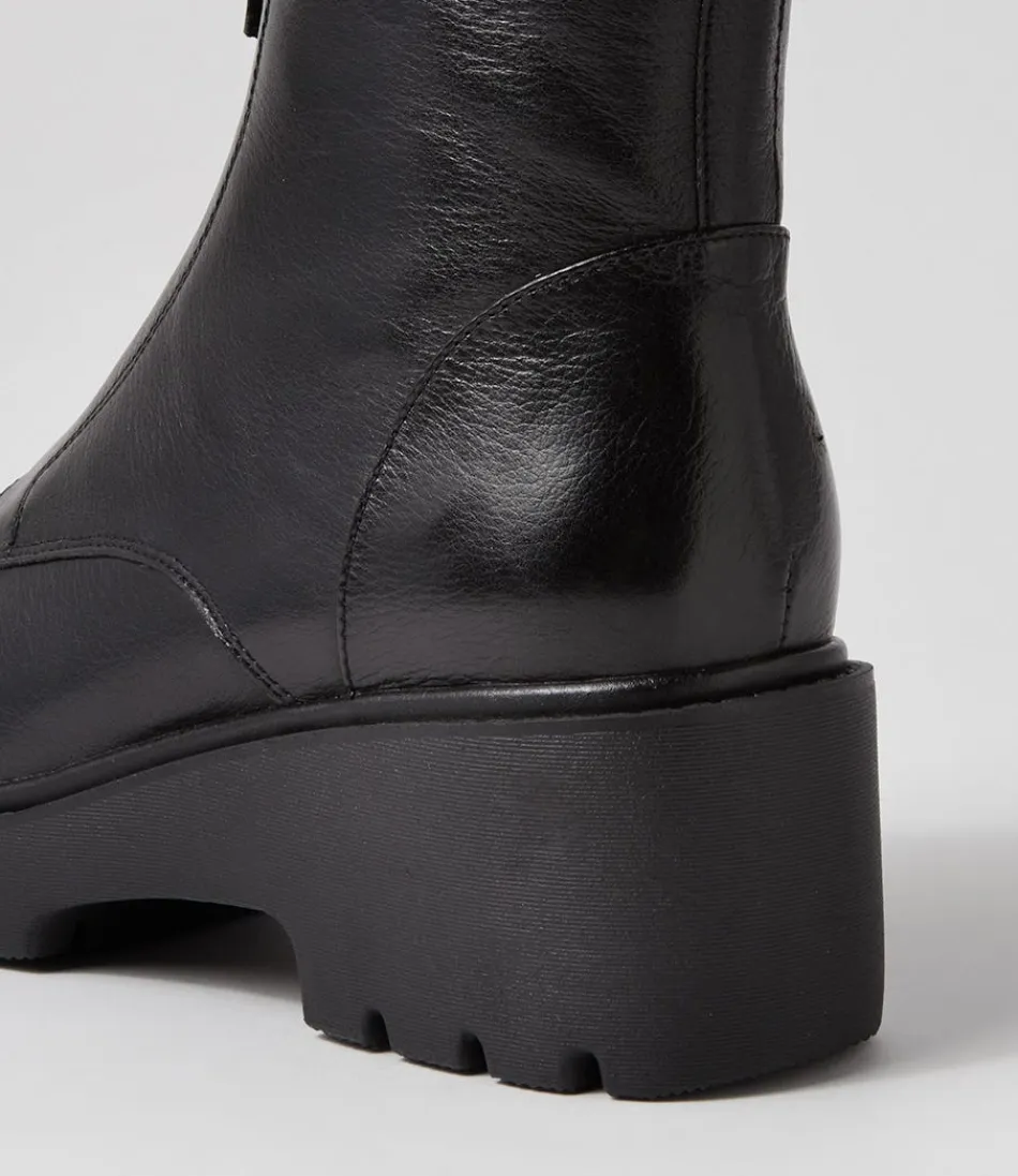 Botines Tobilleros Uruba en Cuero Negro - DJANGO y JULIETTE para Mujer | Elegantes botas cortas de piel con diseño urbano