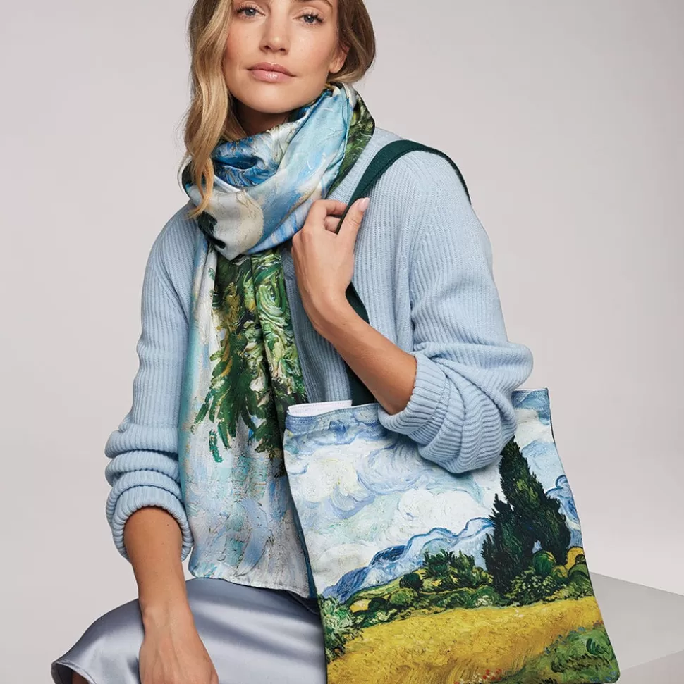 Bolso Ecológico Van Gogh - Campo de Trigo con Cipreses Inspirado en Obra Mavera, Estilo Museo para Amantes del Arte