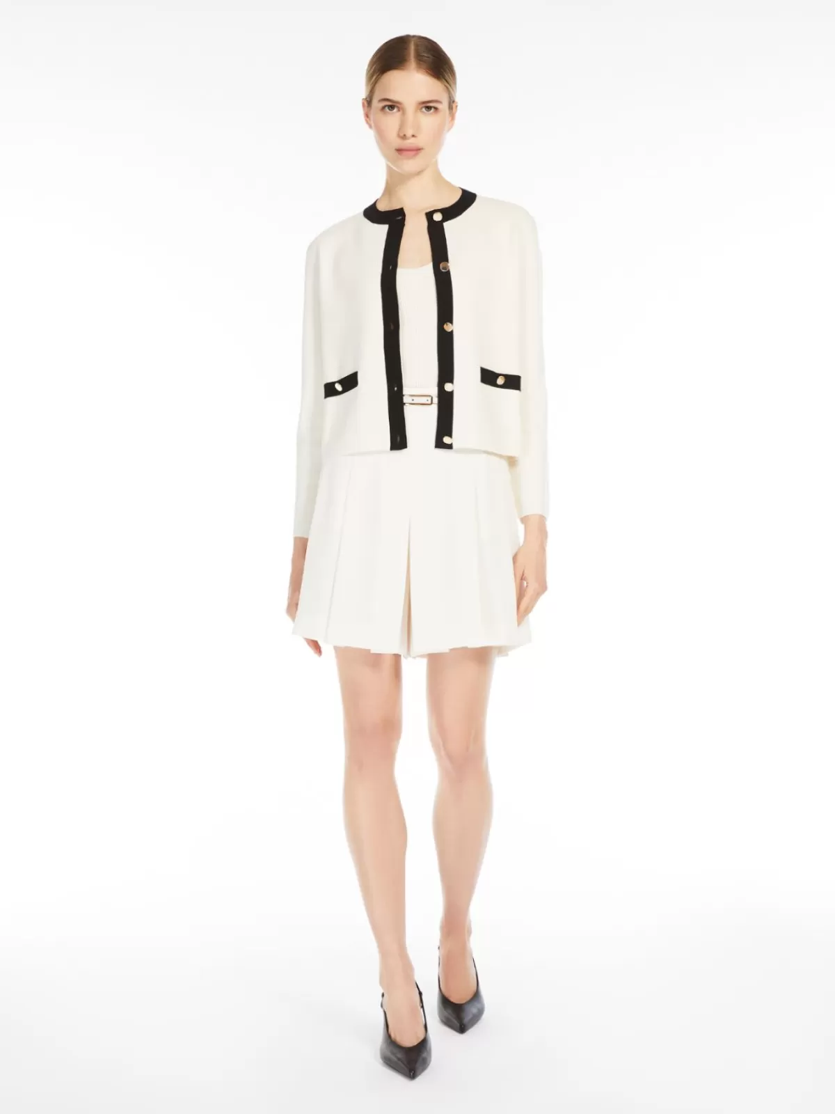 Chaqueta de punto Max Mara en viscosa - Elegancia moderna en blanco y negro