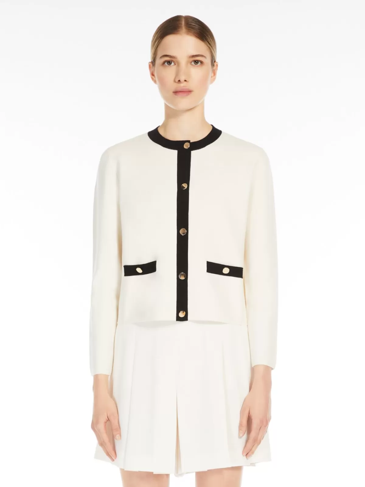 Chaqueta de punto Max Mara en viscosa - Elegancia moderna en blanco y negro