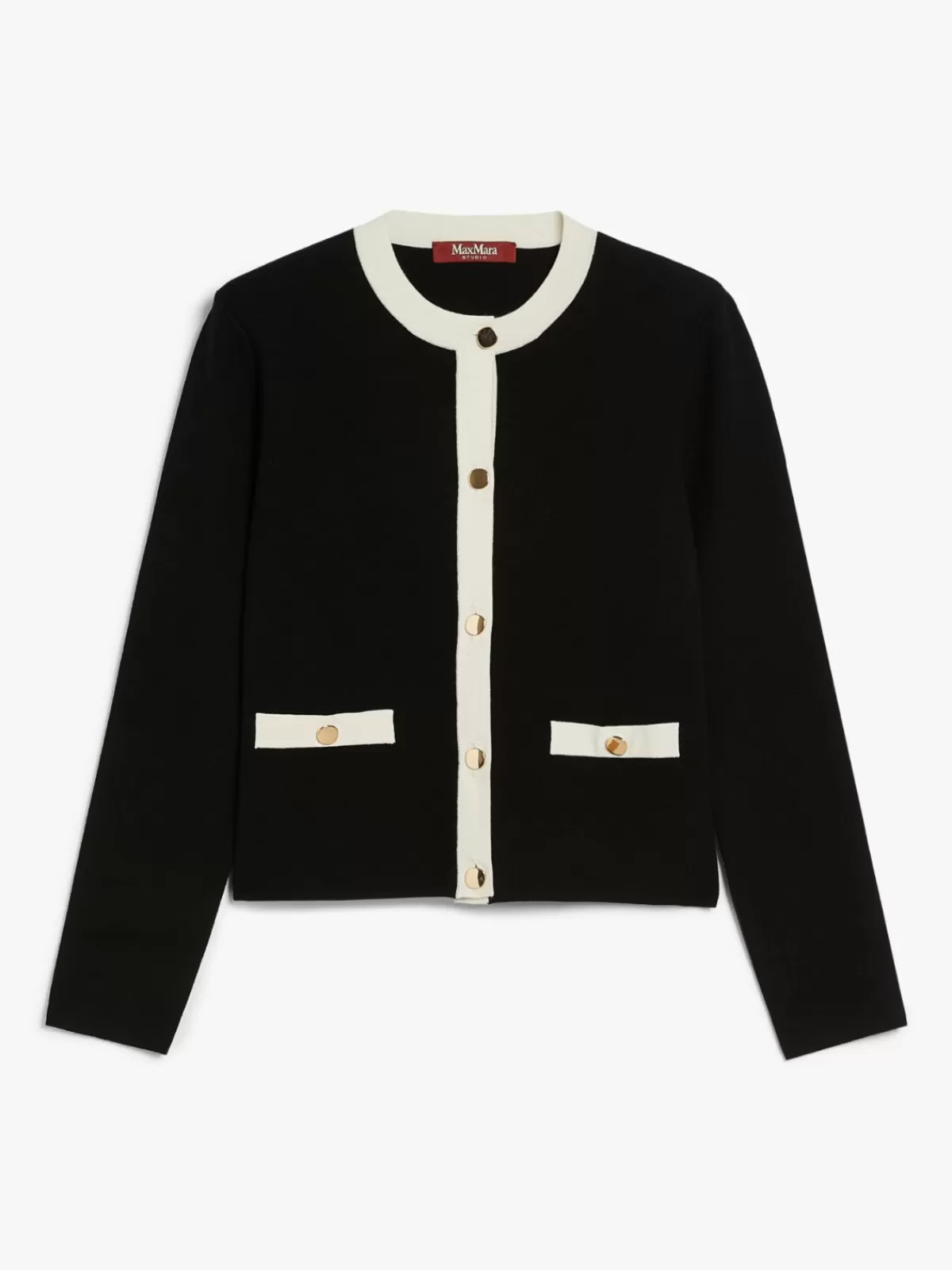 Chaqueta Max Mara en tejido punto de viscosa - Diseño bicolor clásico en negro y blanco