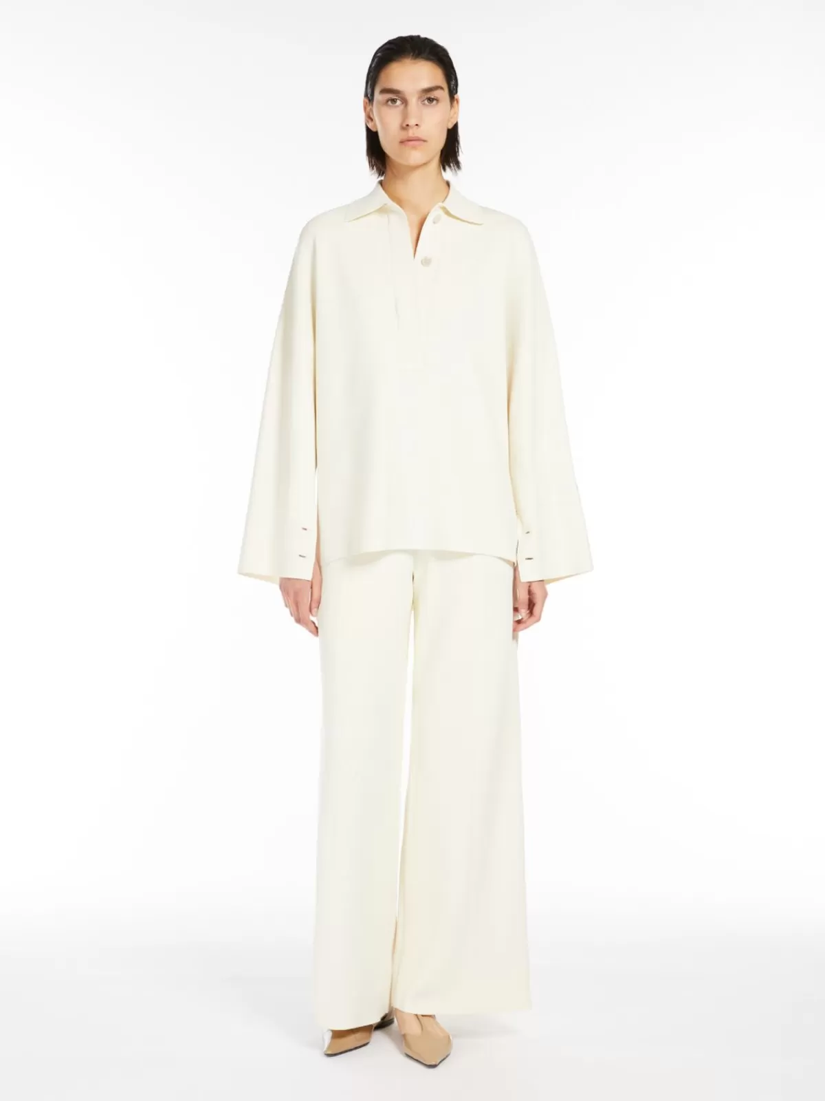 Blusa elegante de punto Max Mara en mezcla suave de seda y viscosa - tejido transpirable para uso diario