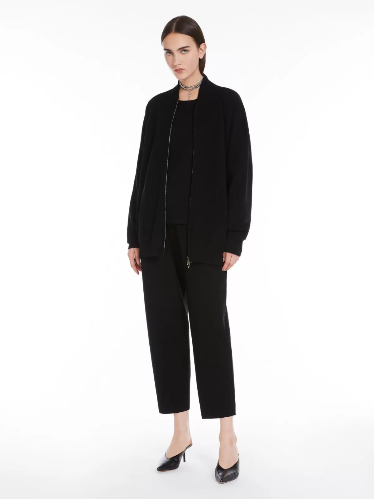 Jersey oversize de hilo viscosa Max Mara - diseño cómodo en tonalidad clásica negra, estilo versátil con calidad premium