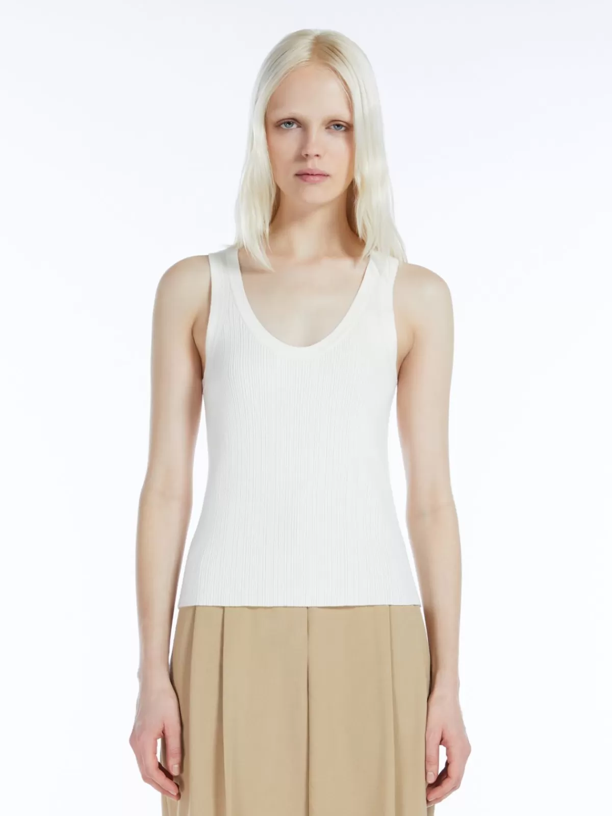 Suéter Max Mara en viscosa - Top de punto suave color marfil